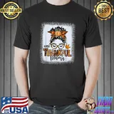 Funny Messy Bun One Thankful Mama Fall Autumn Thanksgiving T-shirt