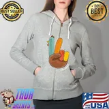 Funny Thanksgiving Peace Sign Turkey Thankful For Lovers T-Shirt Full Zip Hooded