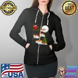 Funny Xmas Lighting Tree Santa Riding Hamster Christmas T-Shirt Full Zip Hooded