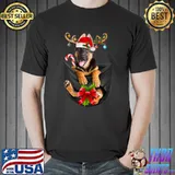 German Dog Reindder In Pocket - Christmas Dog Lovers Pajama T-Shirt