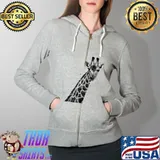 Giraffe In Black And White Hailey Shirt Full Zip Hooded