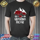 Grandma Bear Christmas Pajama Red Plaid Buffalo Family T-Shirt Unisex