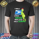 Grinch I Work At My Level Of Sarcasm Denpends On Your Level Of Stupidity Christmas Shirt Unisex