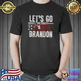 Gun American Flag Patriots Let's Go Brandon (on back) T-Shirt