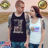Gun American Flag Patriots Let's Go Brandon (on back) T-Shirt Tank Top