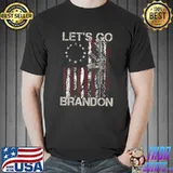Gun American Flag Patriots Let's Go Brandon (on back) T-Shirt