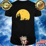 Halloween Haunted House Moon And Graveyard T-Shirt