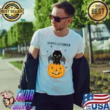 Happy catoween pumpkin Halloween kawaii kitten T-Shirt Unisex