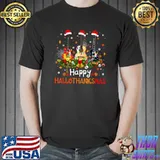 Happy HalloThanksMas Halloween Thanksgiving Christmas Guitar T-Shirt Unisex
