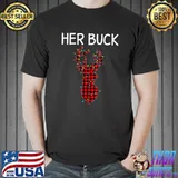 Her Buck His Doe Plaid Christmas Couple Matching Pajama Sets T-Shirt