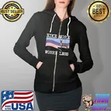 Hike More Worry Less Graphic Hiking T-Shirt Full Zip Hooded