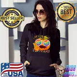 Hippie Halloween Pumpkin Peace Sign Hand Sunglasses Tie Dye T-Shirt
