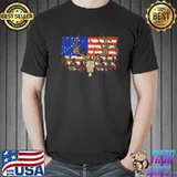 Hunters Deer Skull On American Flag Shirt Unisex