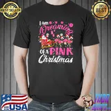 I Am Dreaming Of A Xmas With Pink Santa Flamingos Sleigh T-Shirt