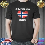 I'd Rather Be in Molde - Norwegian Flag Heart Classic T-Shirt Unisex