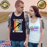 I'd Rather Be Running Retro Sunset Funny Runner Premium T-Shirt Tank Top