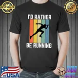 I'd Rather Be Running Retro Sunset Funny Runner Premium T-Shirt