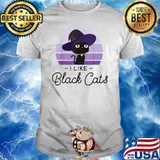I Like Black Cats with sweet cute Hat Halloween Shirt