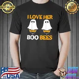 I Love Her Boo Bees for a Couples Halloween Bee Lovers T-Shirt