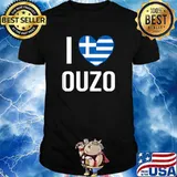 I Love Ouzo Heart Greece Flag Schnapps Ouzo T-Shirt