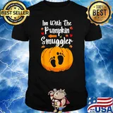 I'm With The Pumpkin Smuggler Halloween Pregnancy Couple Dad T-Shirt