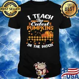 I Teach The Cutest Pumpkins In The Patch Teacher Plaid Truck T-Shirt