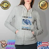 I Wear Blue Turtle For Diabetes Awareness Shirt Full Zip Hooded