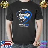 In November We Wear Blue Messy Bun Diabetes Awareness T-Shirt