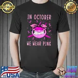 In October We Wear Pink Shark Bandana Breast Cancer Ribbon T-Shirt