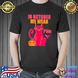 In October We Wear Pink Witch For Halloween Breast Cancer T-Shirt