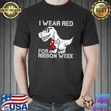 In October We Wear Red Ribbon Squad Week Awareness Kids Boy T-Shirt