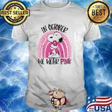 In October we wear the breast cancer of a pink rainbow snoopy T-Shirt