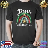 Jesus Faith Hope Love Christmas Christian Rainbow Religious T-shirt