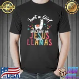 Just A Girl Who Runs On Jesus And Llamas Christian T-Shirt