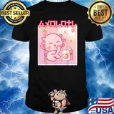 Kawaii Axolotl Peach Milk Shake Carton Japanese Anime T-Shirt