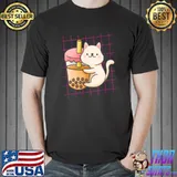 Kawaii Cat Dring Boba TeaBubble Tea Classic T-Shirt Unisex