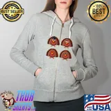 Kawaii Turkeys Cartoon Thanksgiving Friendsgiving Costume T-Shirt Full Zip Hooded