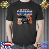 Kids 5 Years - Boys Monster Truck, 5rd Birthday Dinosaurs TeRex T-Shirt