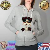 La Catrina Calavera Dia De Los Muertos (Day of the Dead) T-Shirt Full Zip Hooded