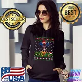 Lacrosse Sports Lover Xmas Santa Hat Ugly Lacrosse Christmas T-s Hoodie