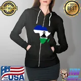 Lesotho Flag Africa Continent Silhouette Gift for Mosotho T-Shirt Full Zip Hooded
