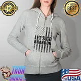 Let's Go Brandon Conservative Anti Liberal US Flag Premium T-Shirt Full Zip Hooded