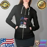 Let's Go Brandon Funny Messy Bun for Women T-Shirt Full Zip Hooded