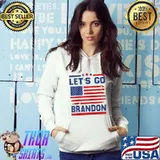 Let's Go Brandon Funny Anti Biden US Flag Political T- Hoodie