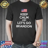 Let's Go Brandon Keep Calm Conservative US Flag Funny Gift Raglan Baseball T-shirt
