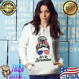 Let’s Go Brandon Messy Hair Bun American Flag Shirt