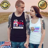Let’s Go Brandon Messy Us Bun America Flag Shirt Tank Top