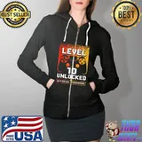 Level 10 Unlocked Official Teenager 10th Birthday T-Shirt Full Zip Hooded
