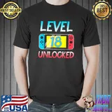 Level 18 Unlocked Gamer 18th Birthday Video Game Lovers T-Shirt