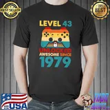 Level 43 Unlocked Awesome Since 1979 Gamer 43rd Birthday Premium T-Shirt Unisex